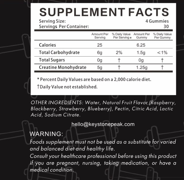 Bottle of KP Creatine Monohydrate Gummies Mixed Berry 120 count