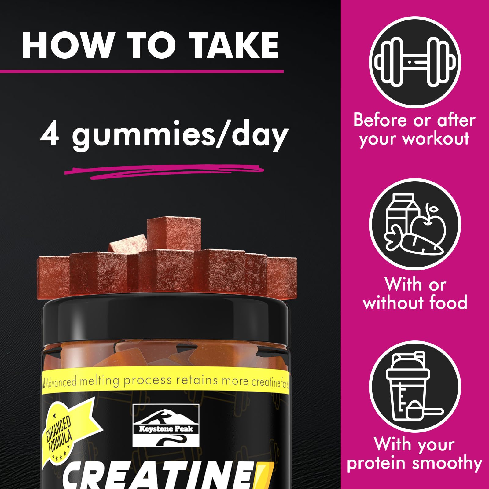 On-the-go creatine gummies in a gym bag