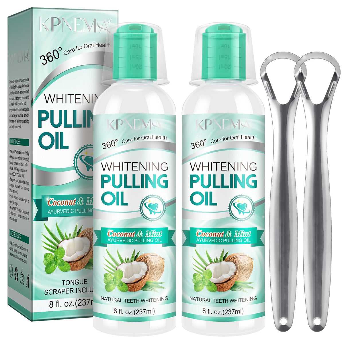 KPNEMA Coconut Mint Oil Pulling Mouthwash bottle front view