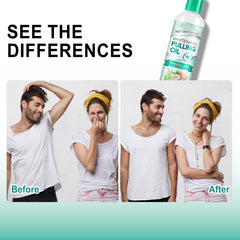 Pouring mouthwash into a cup for rinsing