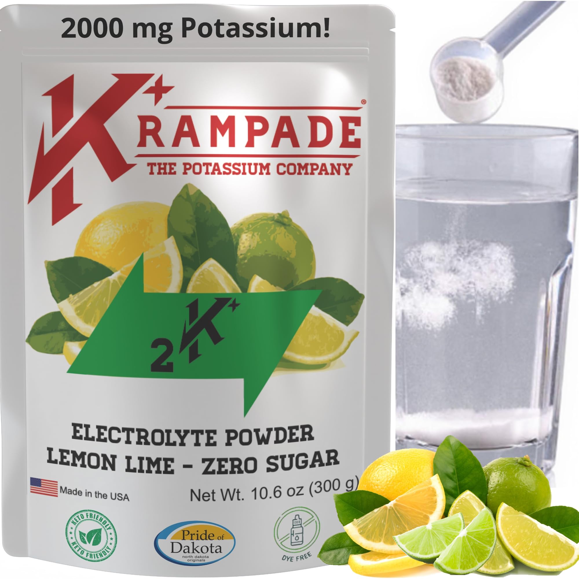 Krampade electrolytes powder bottle for quick hydration and cramp support.