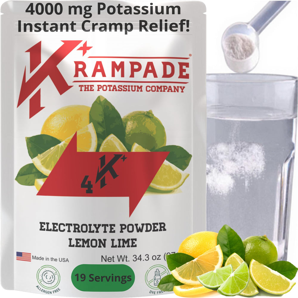 Krampade Lemon Lime 4K Potassium Electrolyte Powder pouch label