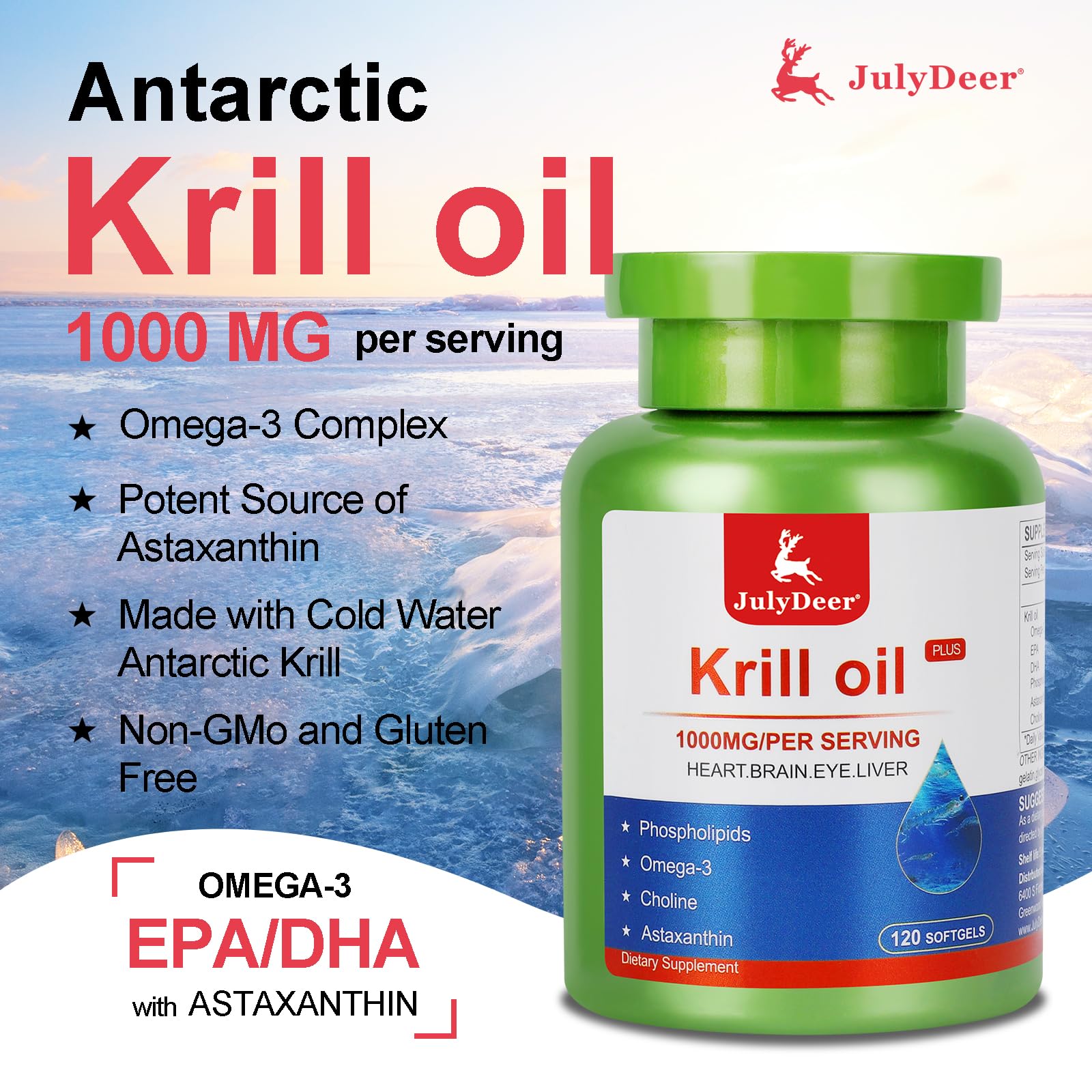 Antarctic krill oil capsules close-up