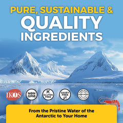 Krill oil capsules showing EPA 180 mg and DHA 90 mg with astaxanthin 1600 mcg