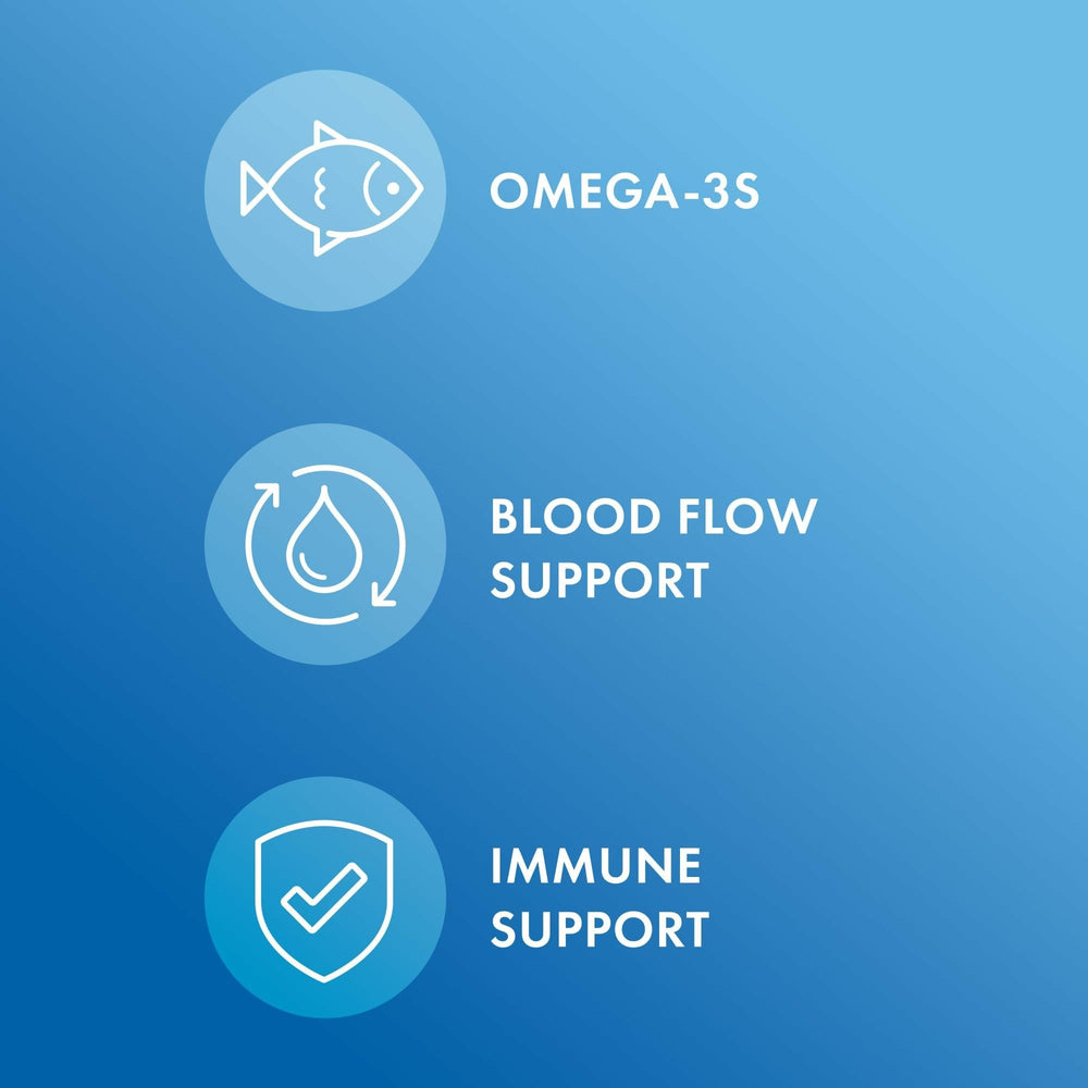 Krill oil capsules on white background with 2,000 mg per serving