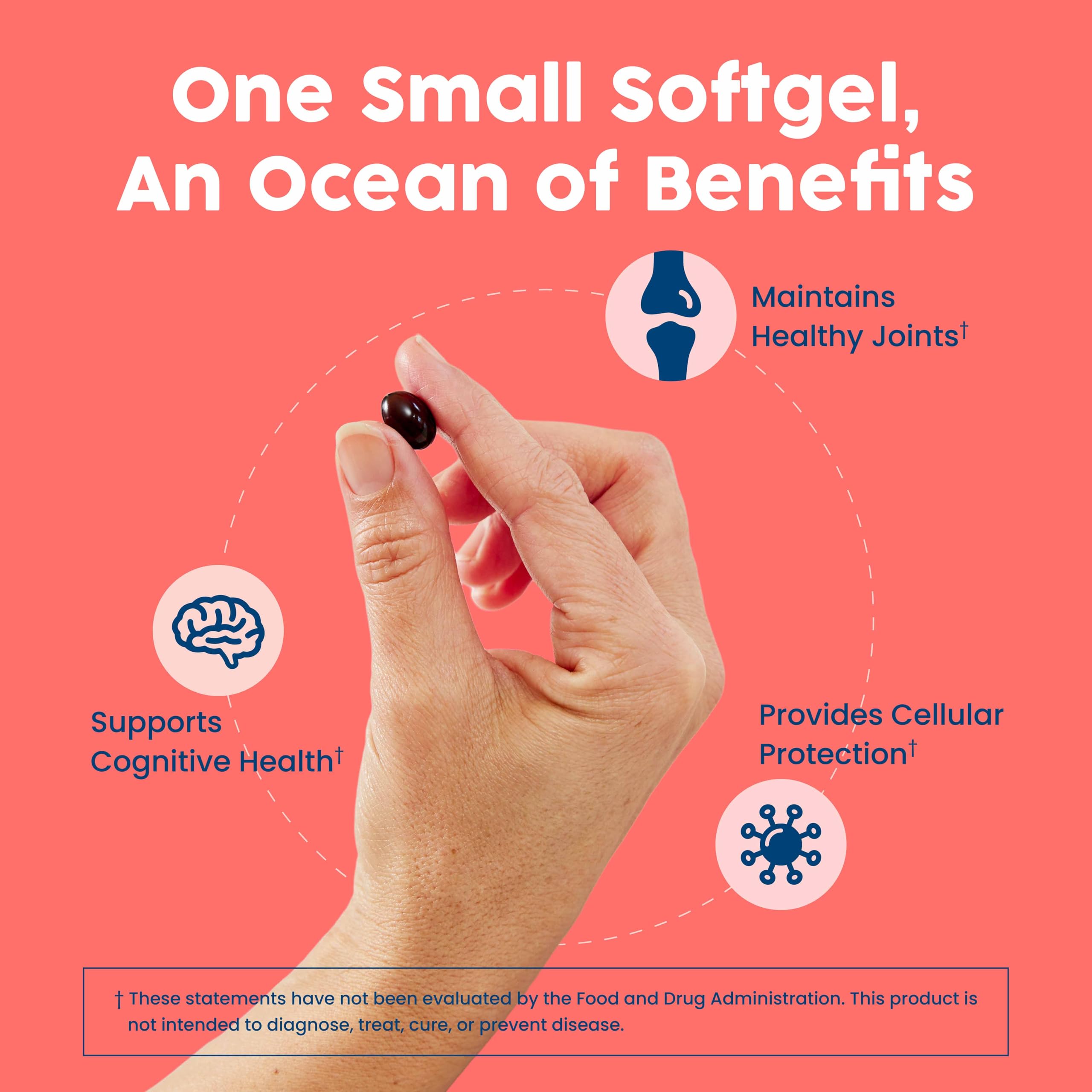 Close-up of krill oil softgels
