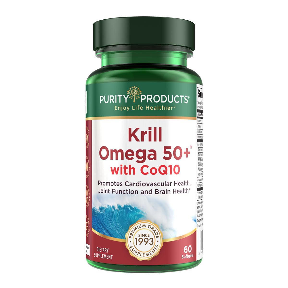 Krill Omega 50+ CoQ10 bottle with PhosphoBoost label