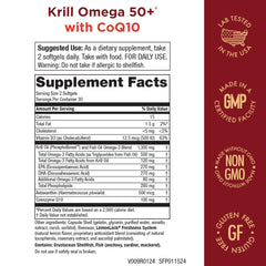 Front view of Purity Products Krill Omega 50+ CoQ10 bottle