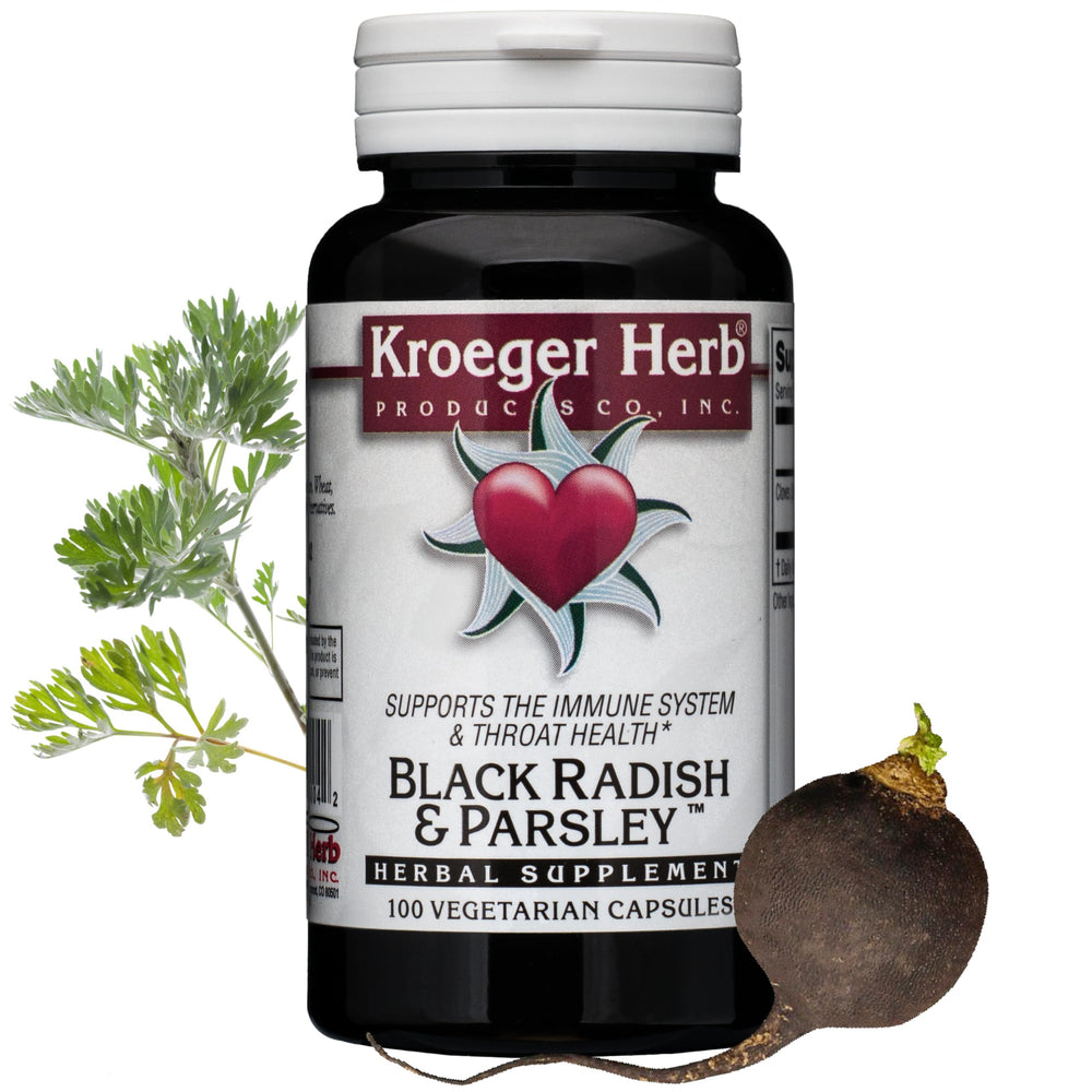 Bottle of Kroeger Herb Black Radish & Parsley supplement