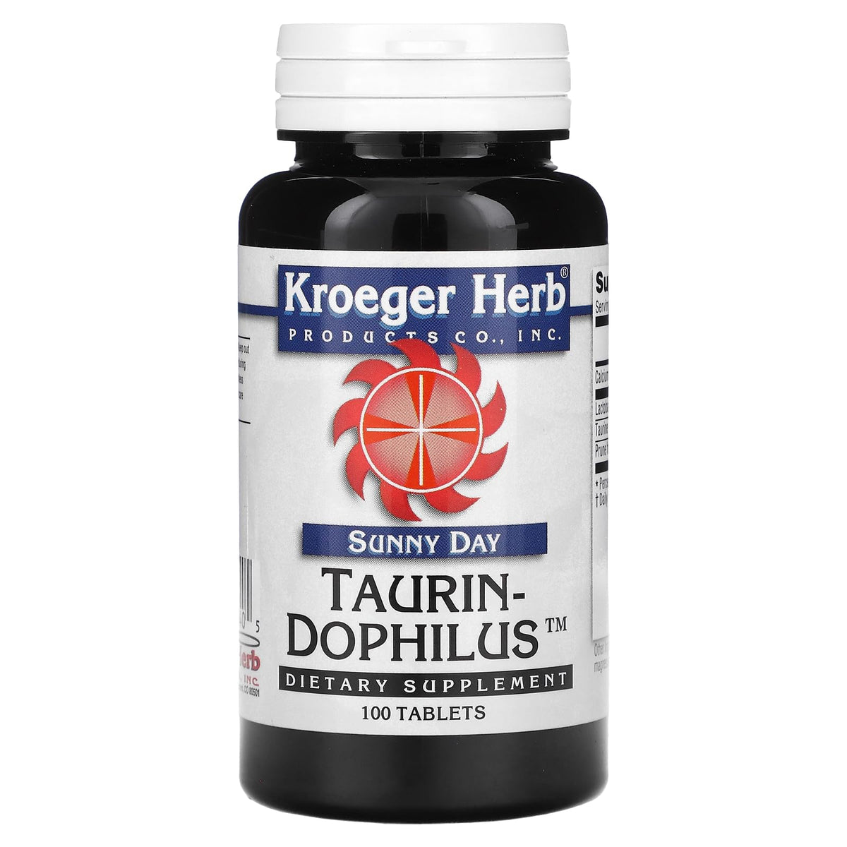 Front view of Kroeger Herb Sunday Day Taurine Dophilus bottle