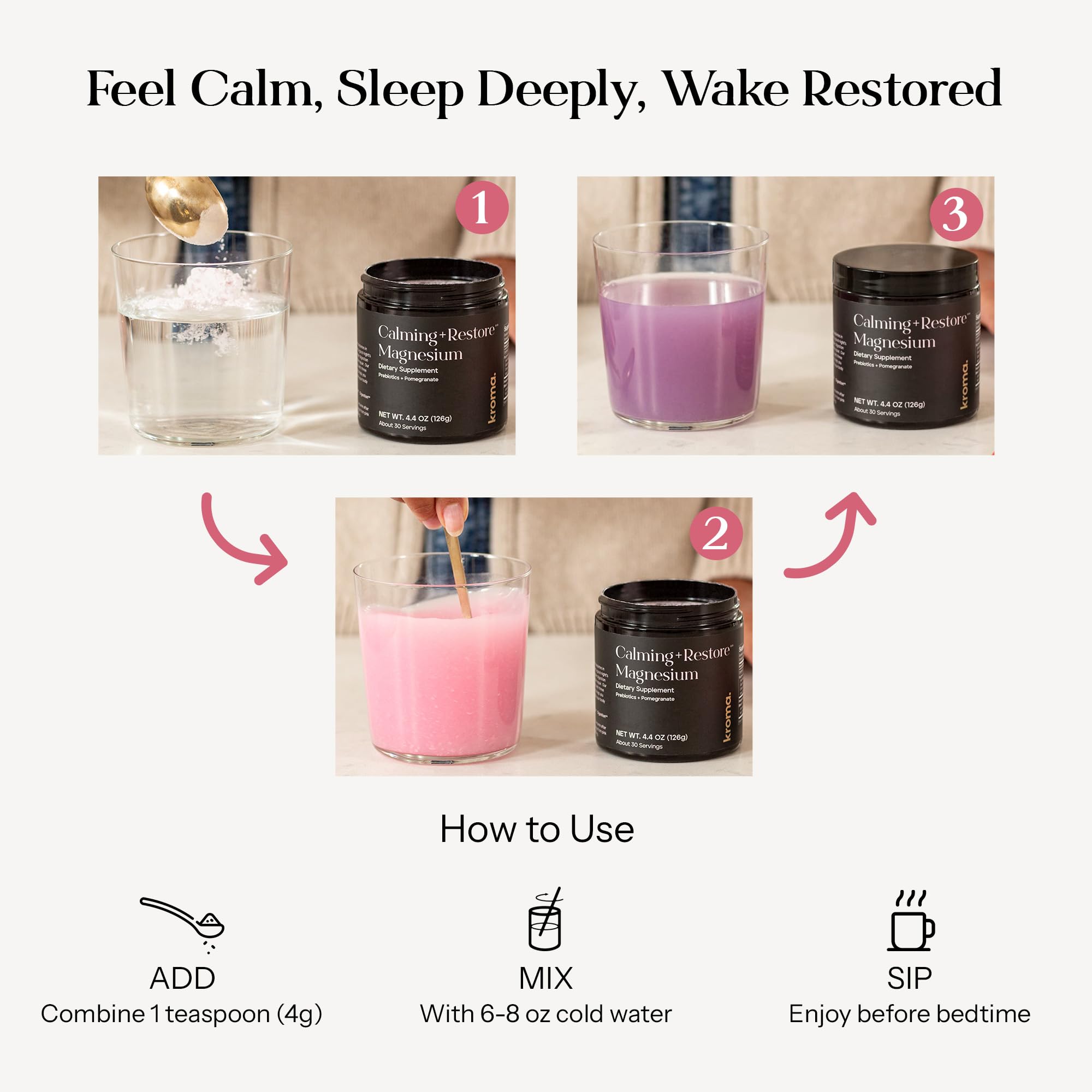 Close-up of product label highlighting the triple magnesium blend and L-theanine