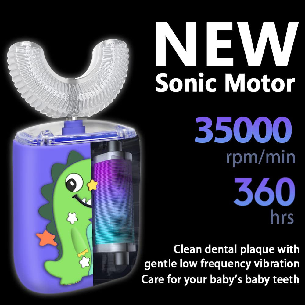 Blue LED light whitening mode on KRX Kids Electric Toothbrush