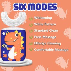 Ultrasonic cleaning close-up of orange KRX kids toothbrush
