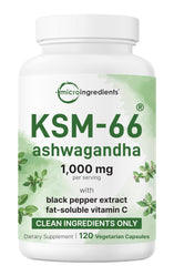 KSM-66 Ashwagandha bottle label showing 1000mg per serving