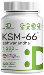 KSM-66 Ashwagandha 1200mg with Black Pepper bottle front view