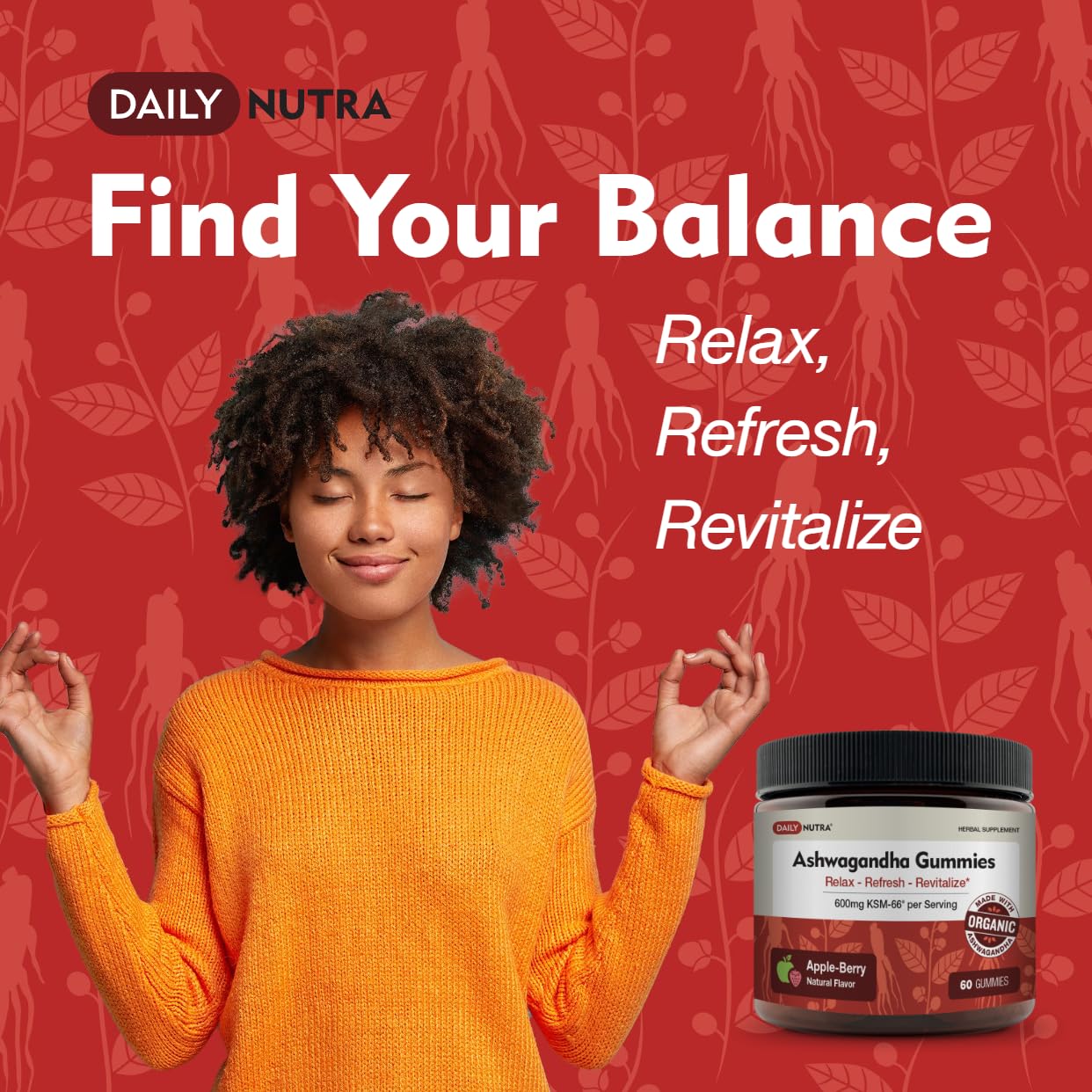 Label showing 600mg per serving for KSM-66 Ashwagandha Gummies