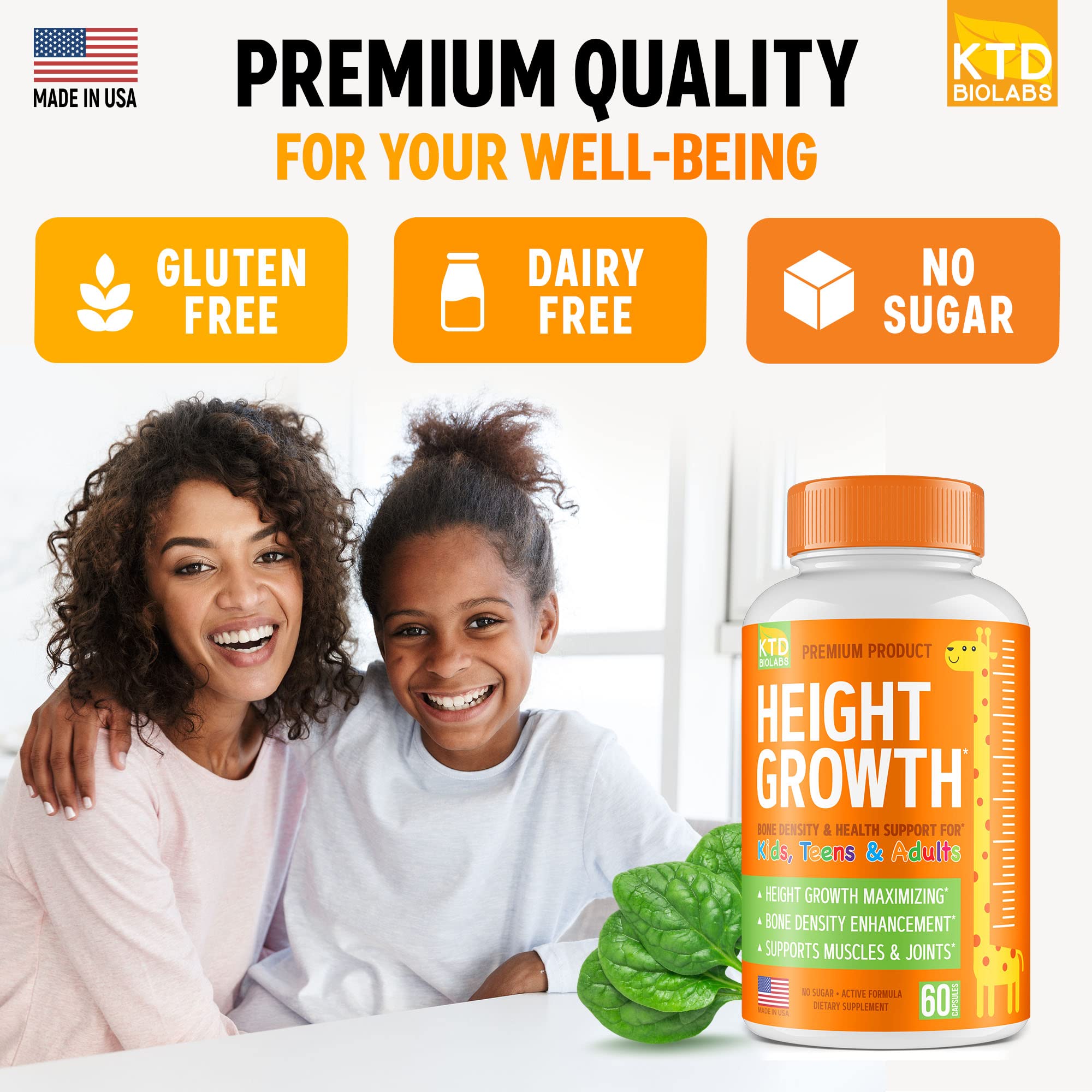 Box and bottle of KTD BIOLABS height growth supplement