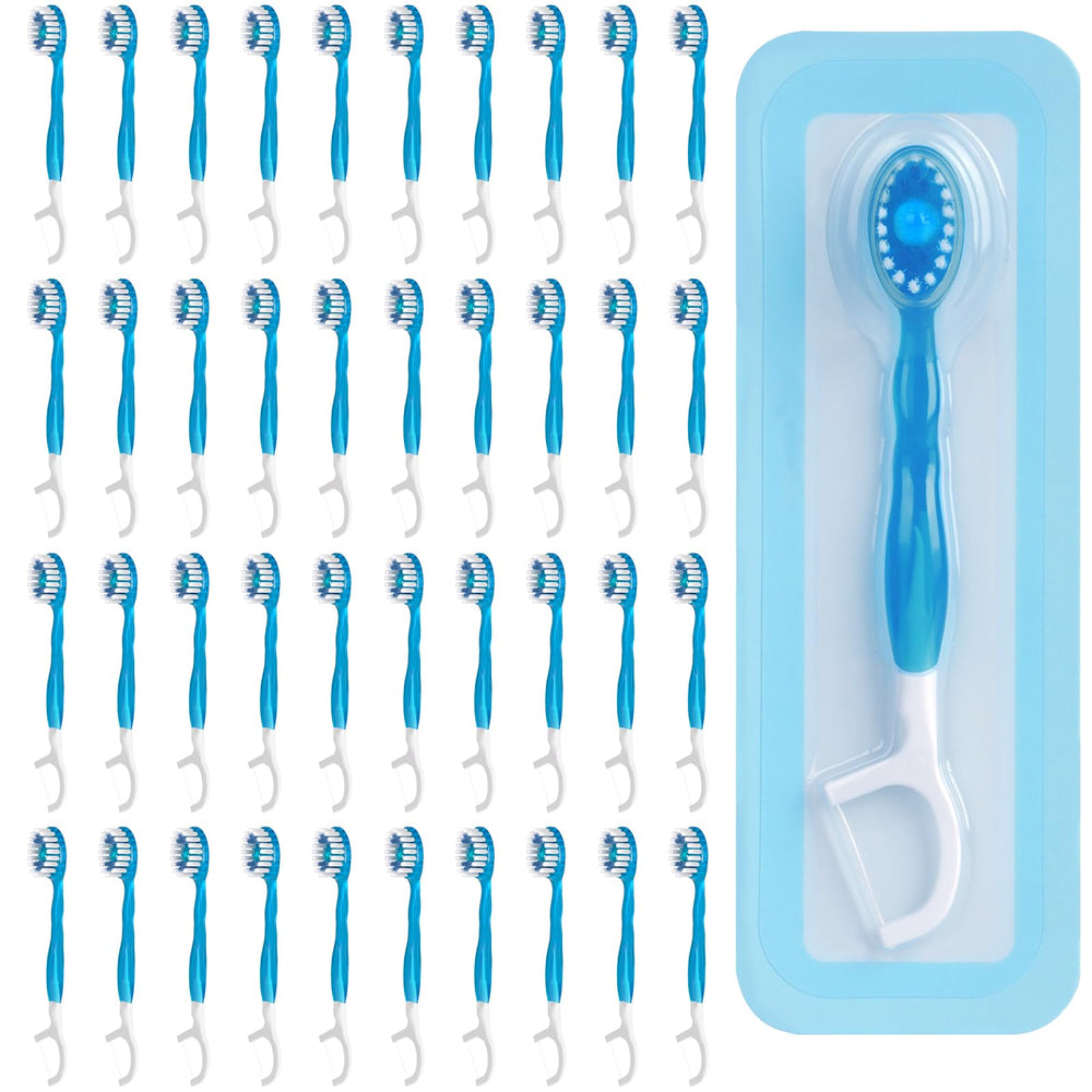 Kucbraly 40-count disposable mini travel toothbrushes with 5-in-1 design and Coolmint