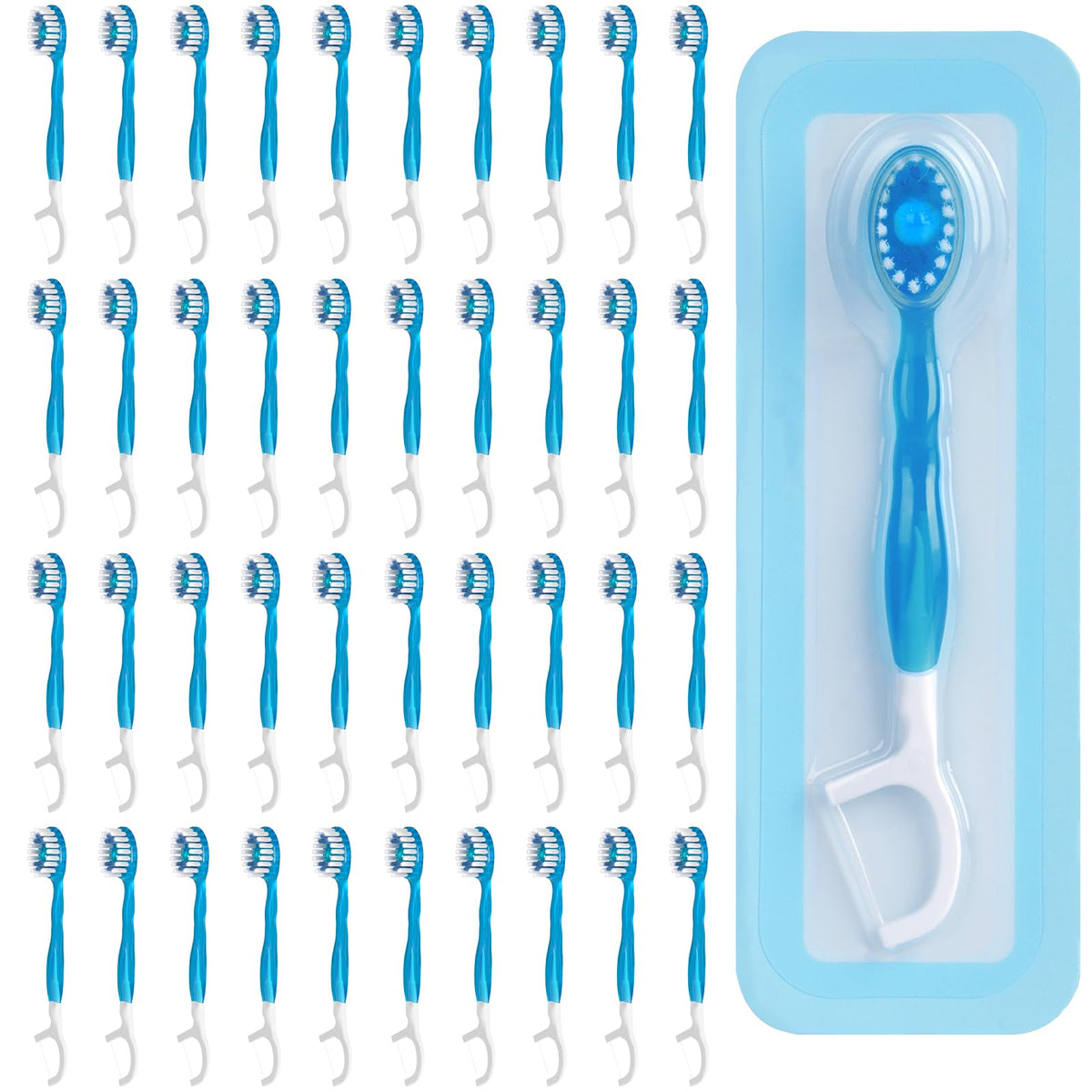 Kucbraly 40-count disposable mini travel toothbrushes with 5-in-1 design and Coolmint