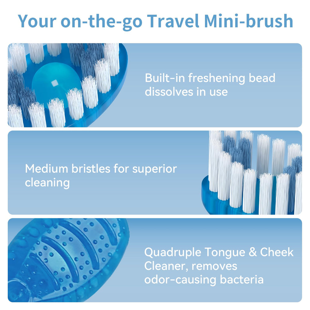 Compact travel-friendly toothbrush reaching tight spaces