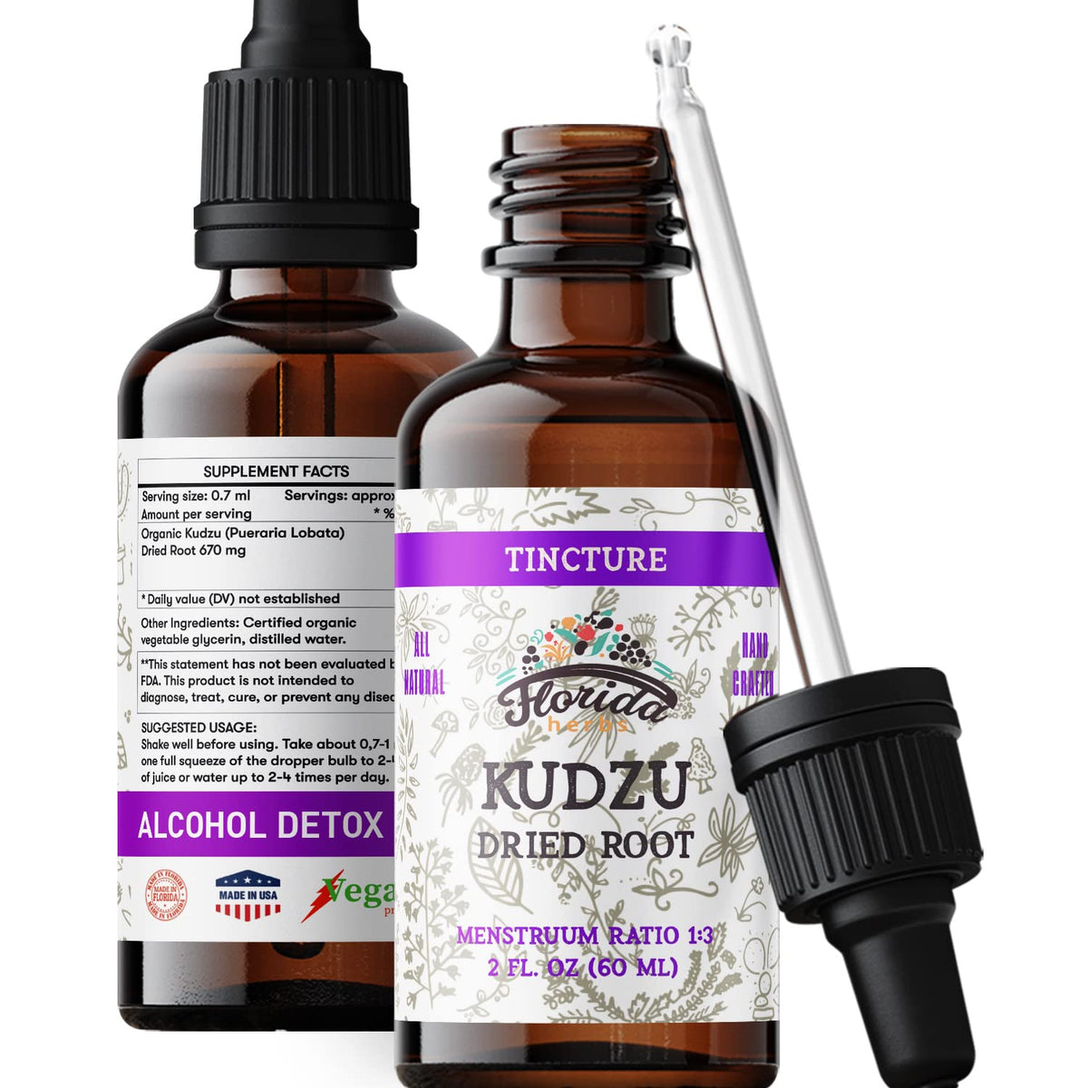 Kudzu root extract bottle and label