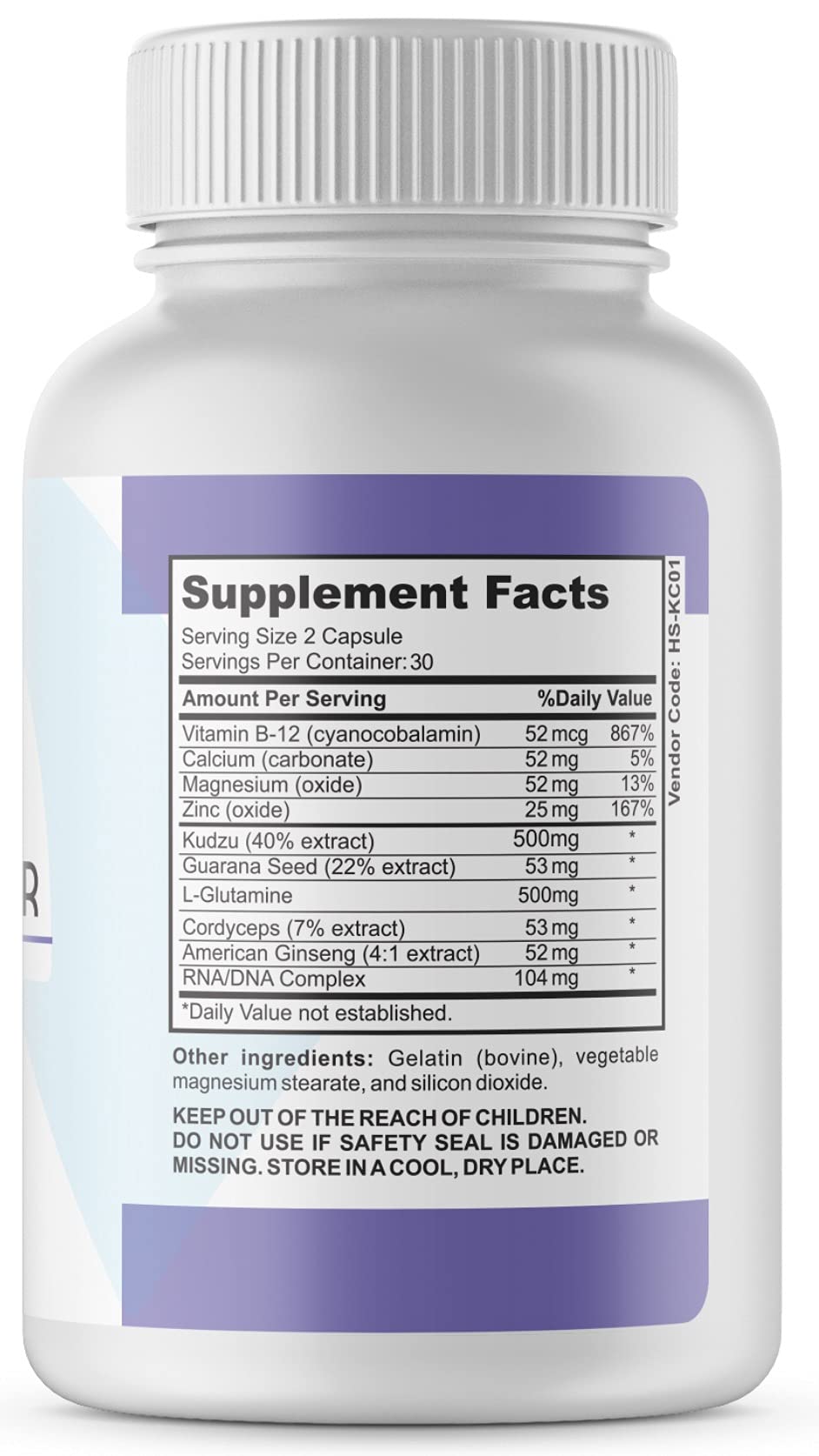 Highlight of Kudzu, L-Glutamine, Magnesium, Zinc and B vitamin ingredients