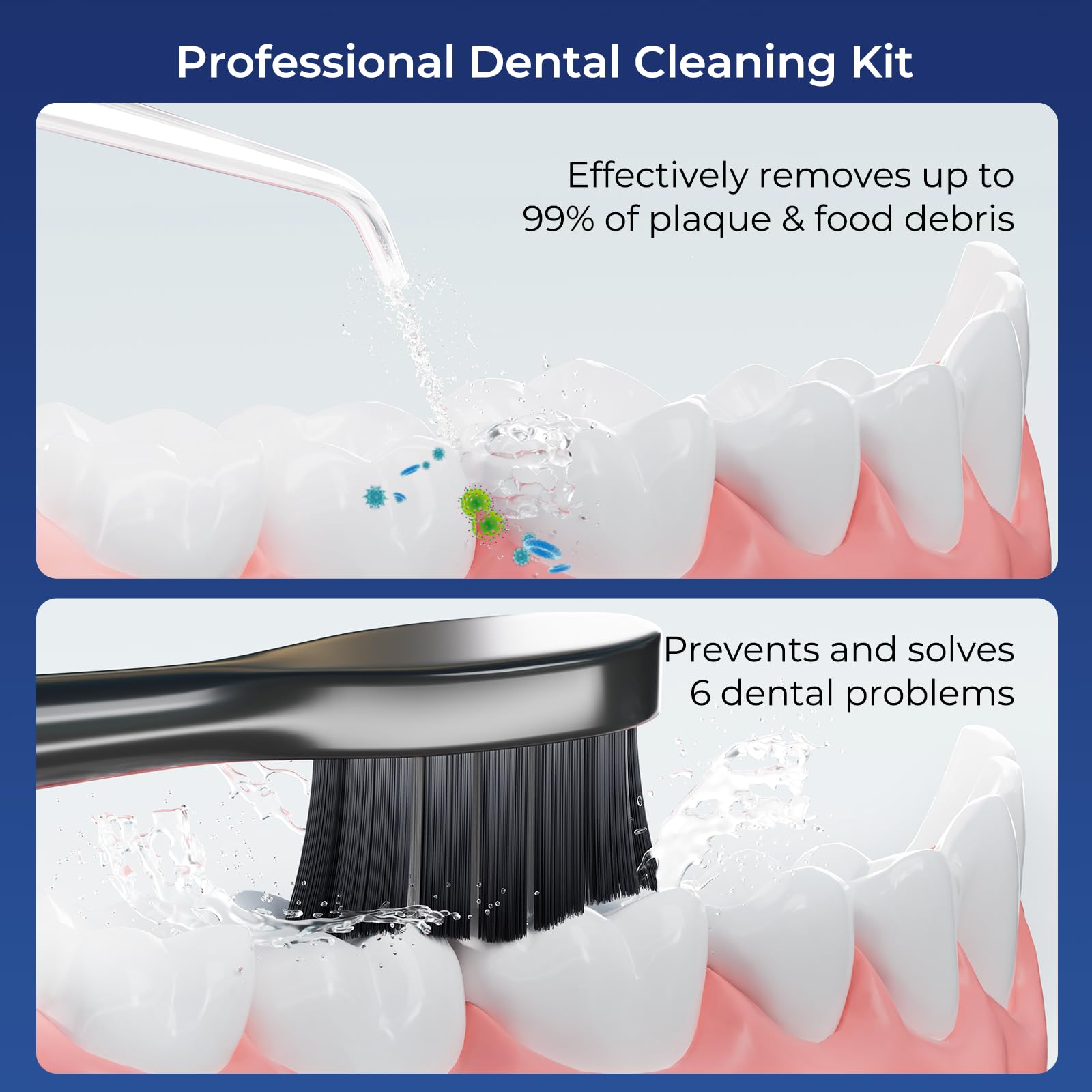 KUEIOX Black dual-function toothbrush and water flosser, side profile