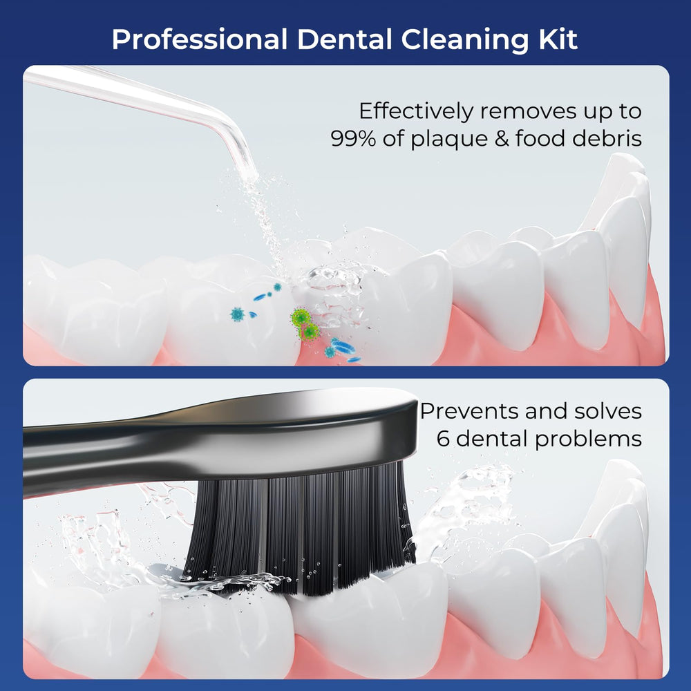 KUEIOX Black dual-function toothbrush and water flosser, side profile