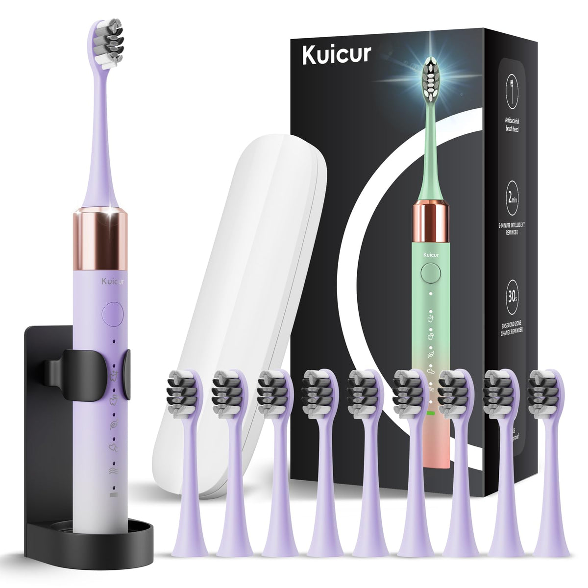 Purple Kuicur Sonic Electric Toothbrush for adults and kids
