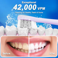 Close-up of purple handle emphasizing whitening capability