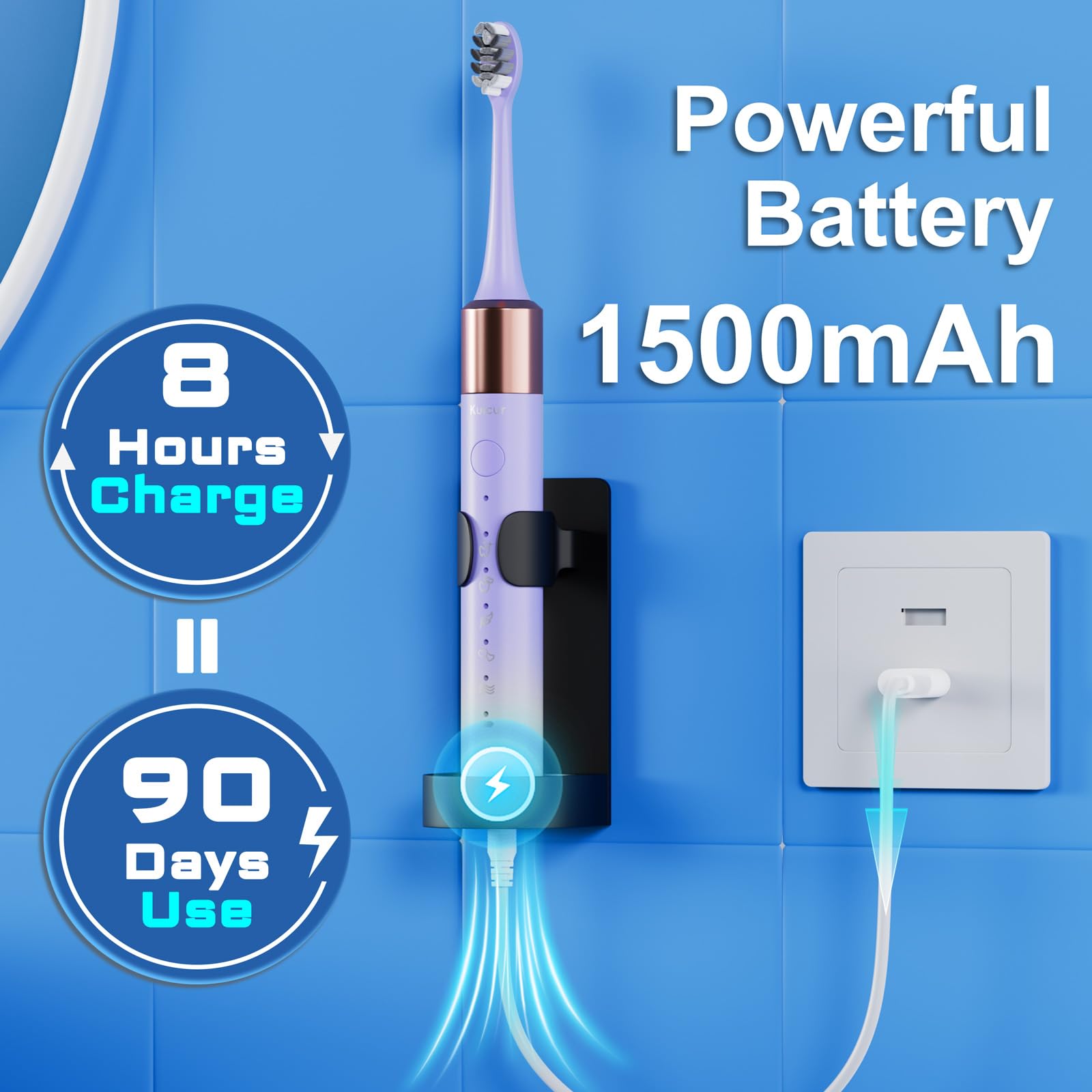 Battery life indicator showing up to 90 days on a single charge