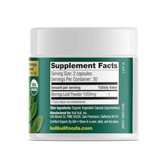 Back label with supplement facts and ingredients