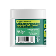 Ingredients panel for Kuli Kuli Organic Moringa Capsules