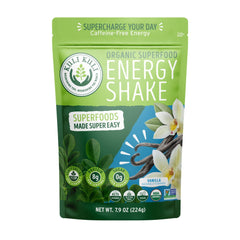 Kuli Kuli Organic Moringa Greens Smoothie Vanilla pouch ready for plant-based shakes.