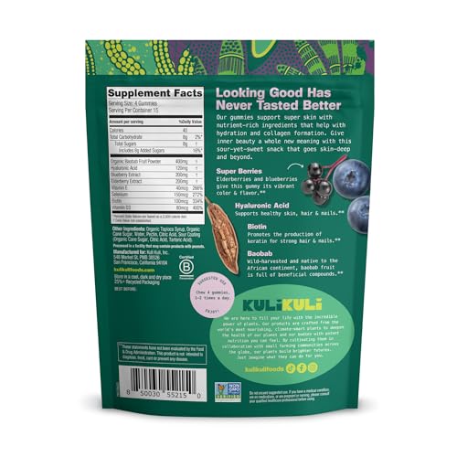 Kuli Kuli Super Gummies bottle back and nutrition label