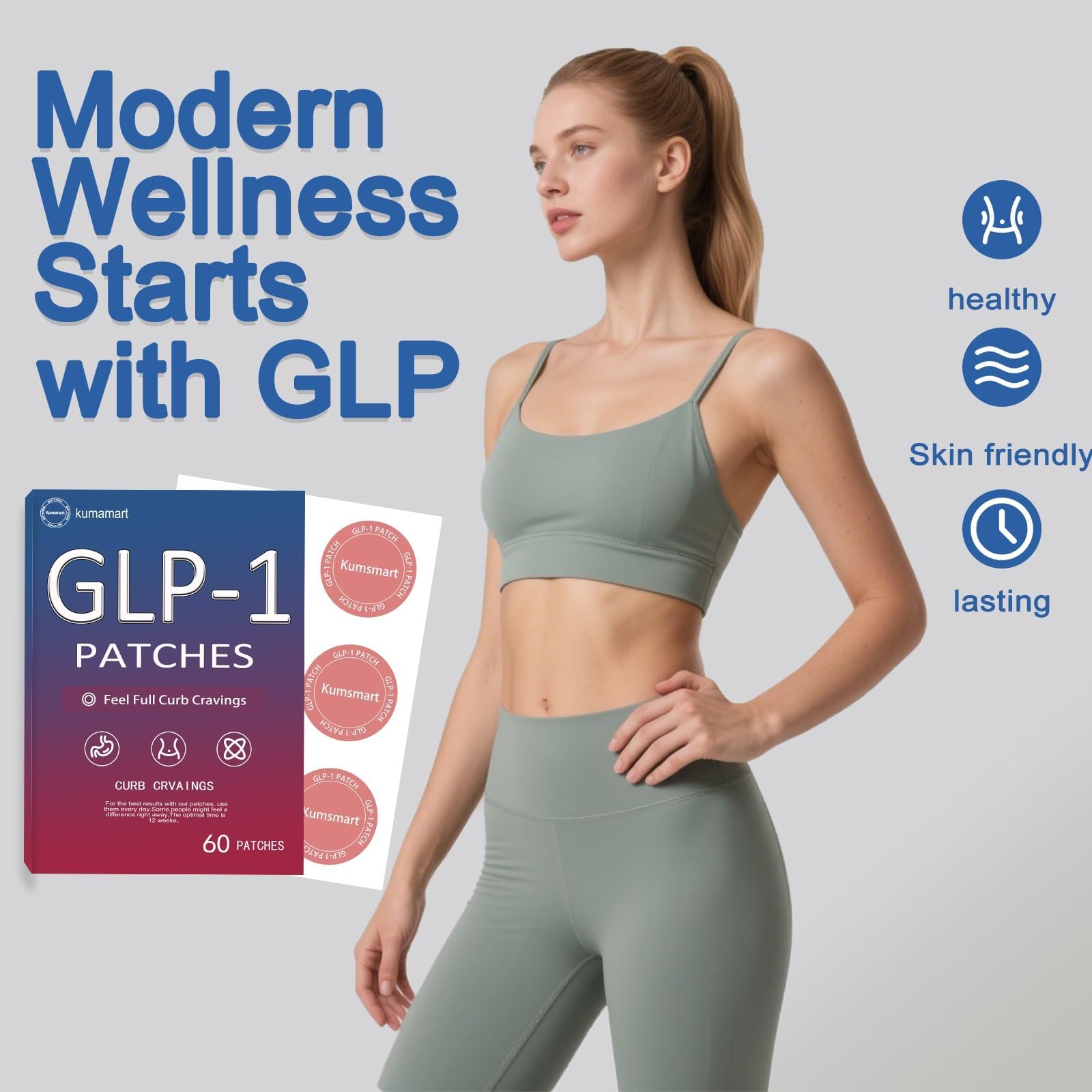 Close-up of kumamart GLP-1 Patches packaging label