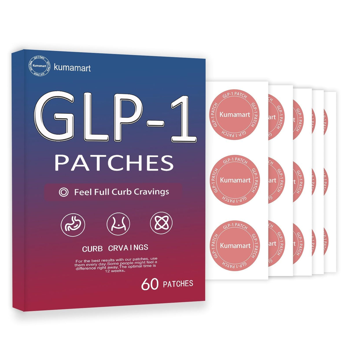 Pack shot of kumamart GLP-1 Patches 60-count box