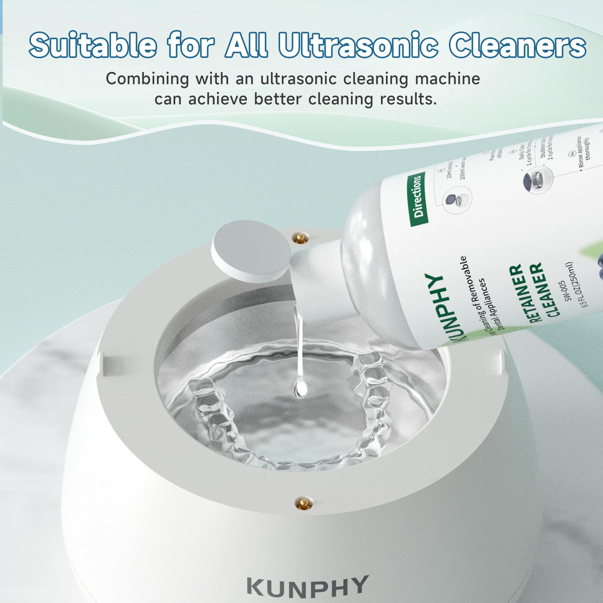 Fresh, clean retainer after ultrasonic cleaning