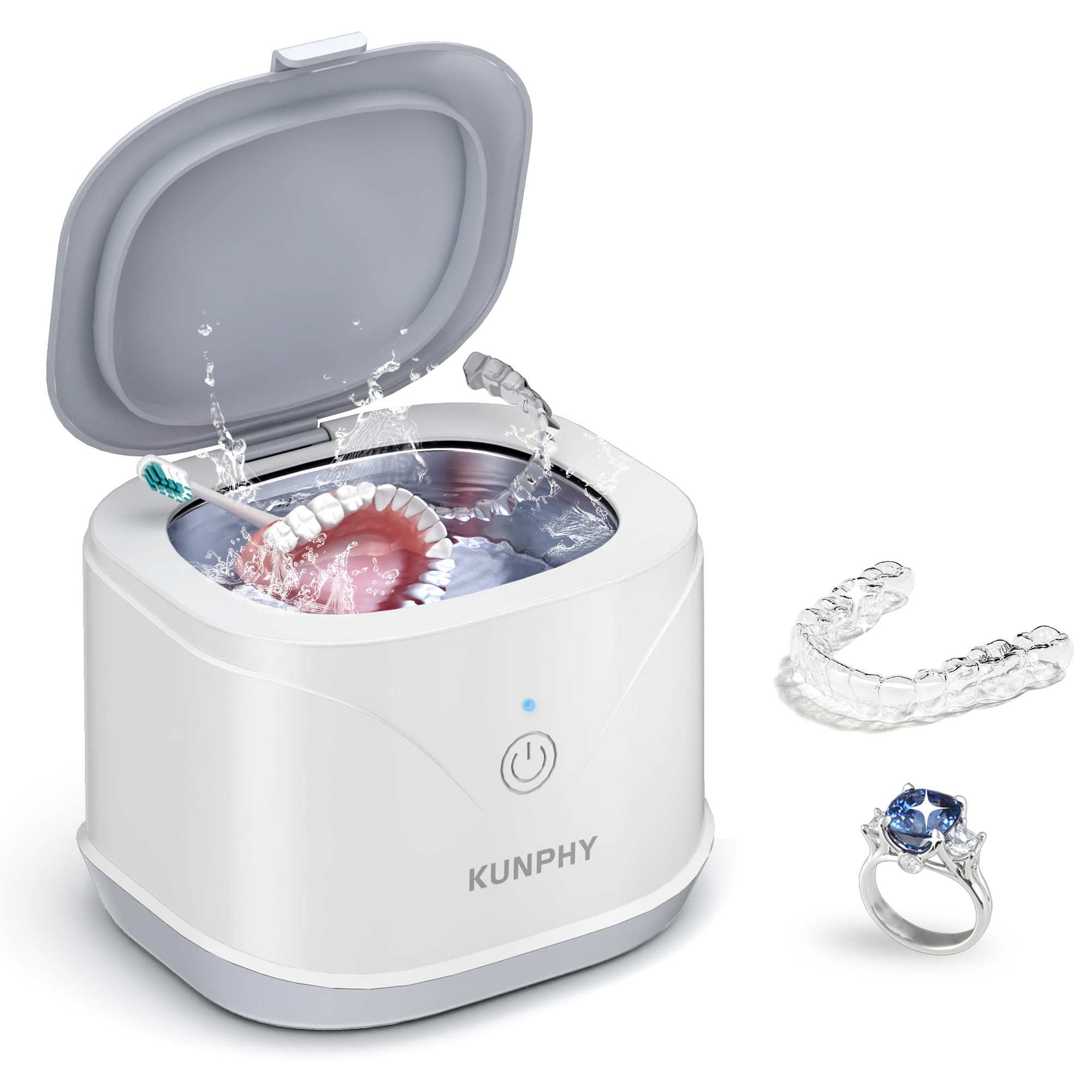 KUNPHY Ultrasonic Retainer Cleaner 46kHz white – front view