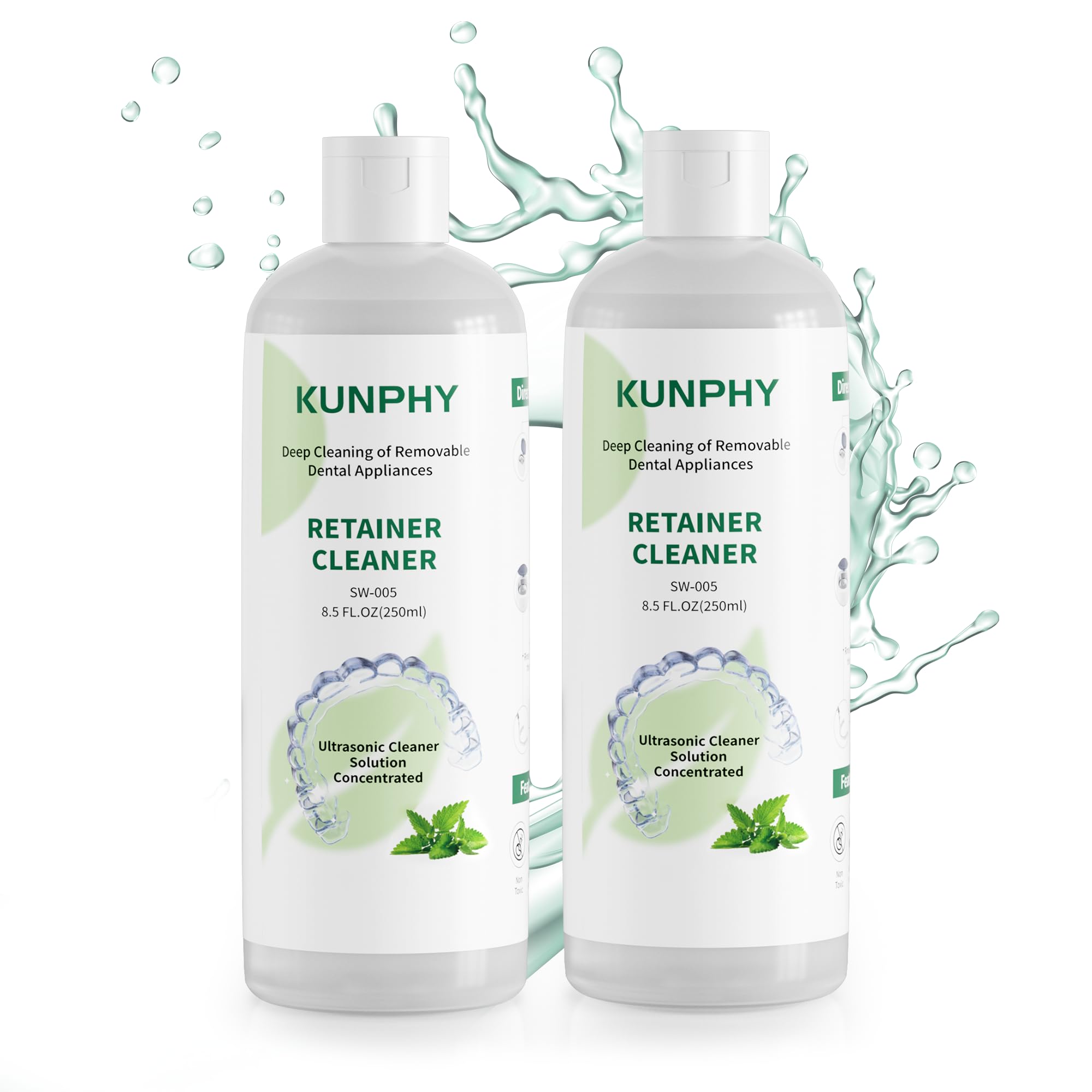 KUNPHY Ultrasonic Retainer Cleaner Concentrate bottle with mint label