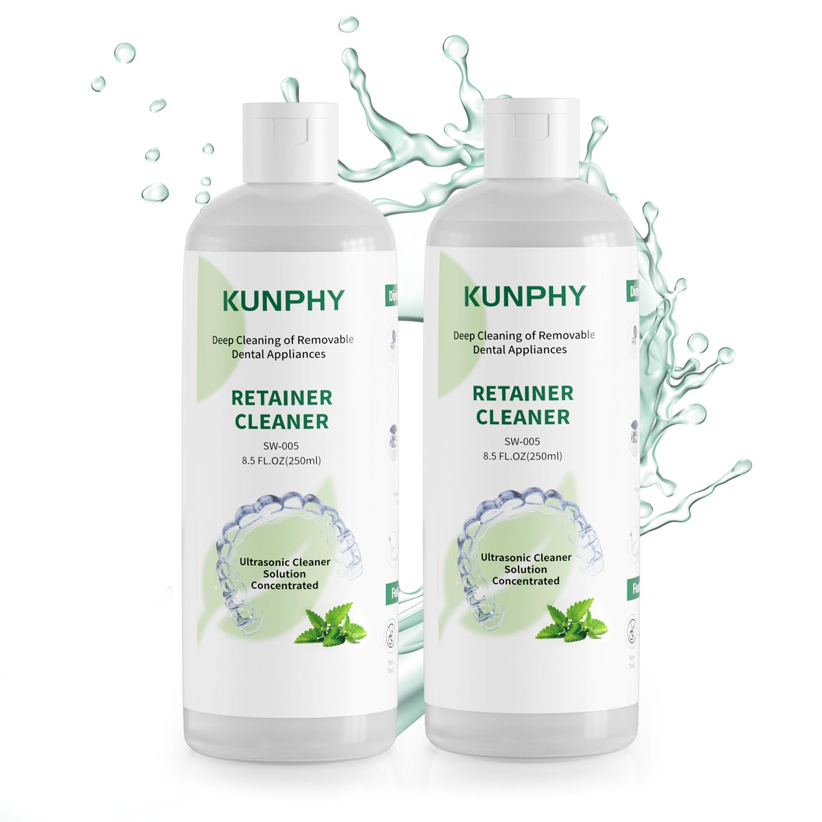 KUNPHY Ultrasonic Retainer Cleaner Concentrate bottle with mint label