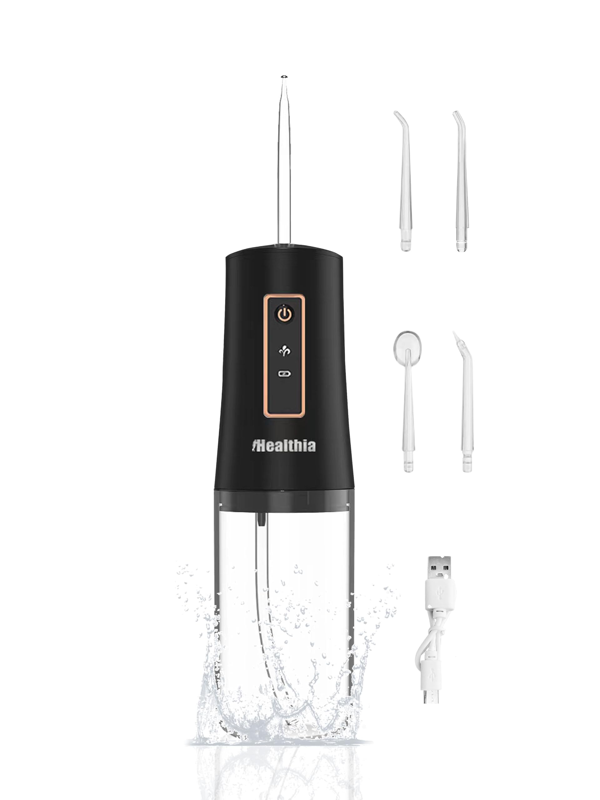 KUSKER Water Dental Flosser Elegant Black front view