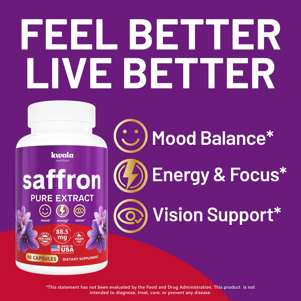 Close-up of saffron extract capsules labeled 88.5mg