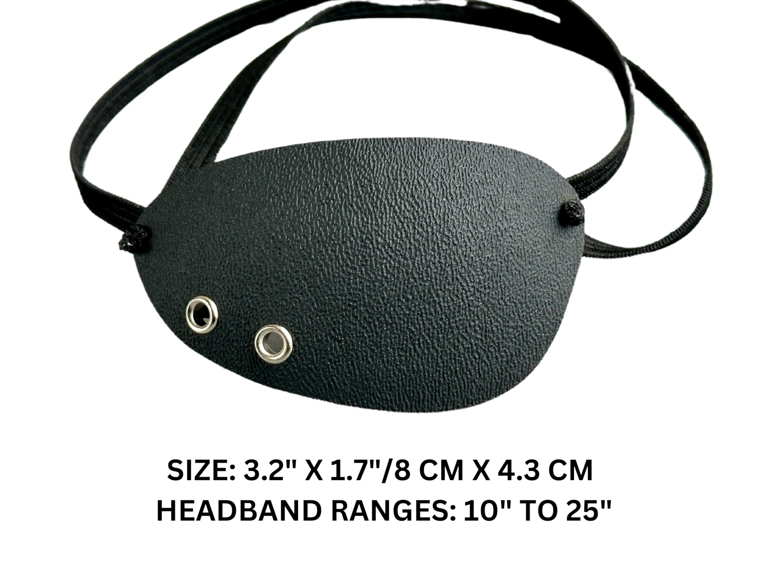 Patch dimensions and adjustable elastic strap visible