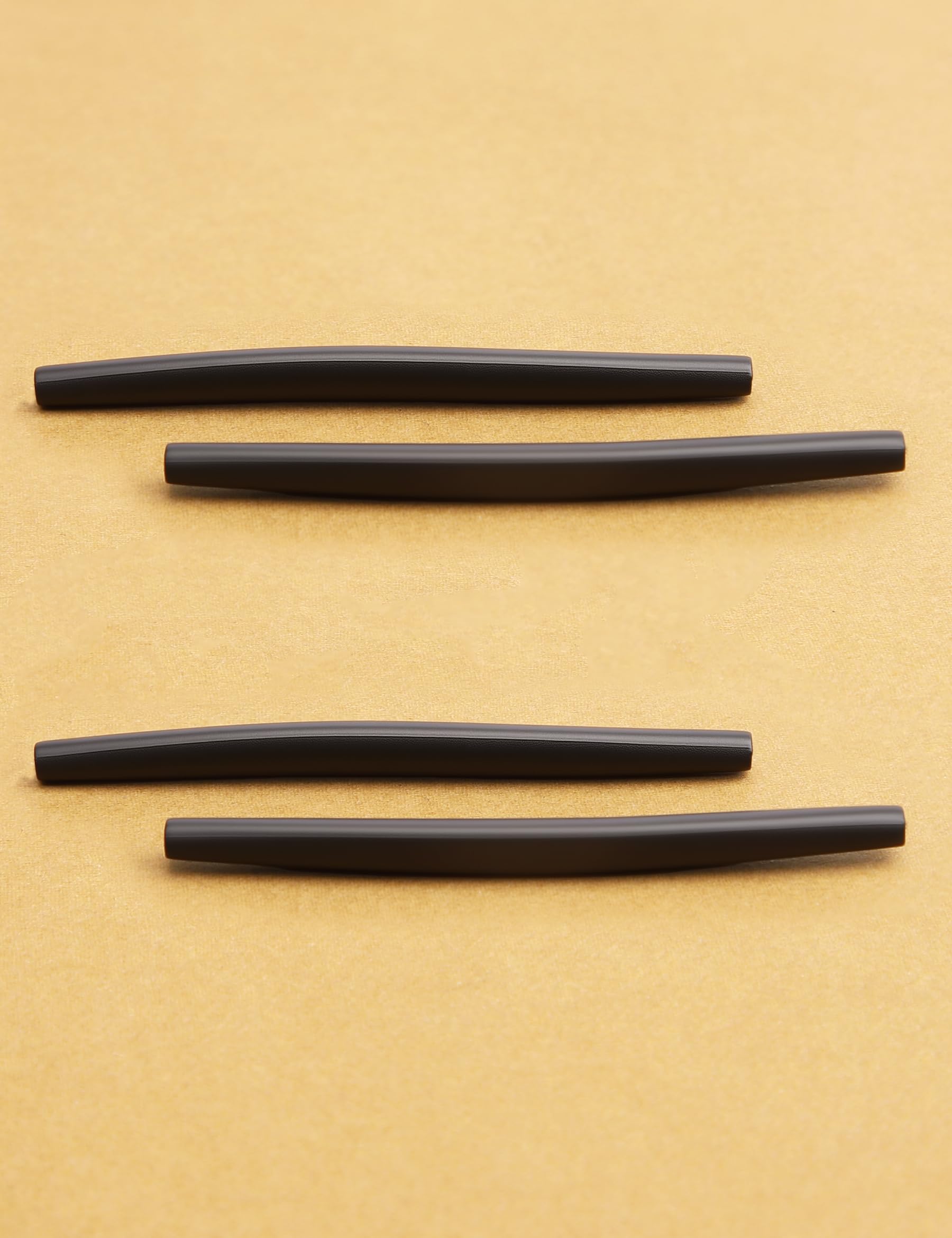 Two-pair set of black silicone temple sleeves for sunglasses and eyeglasses