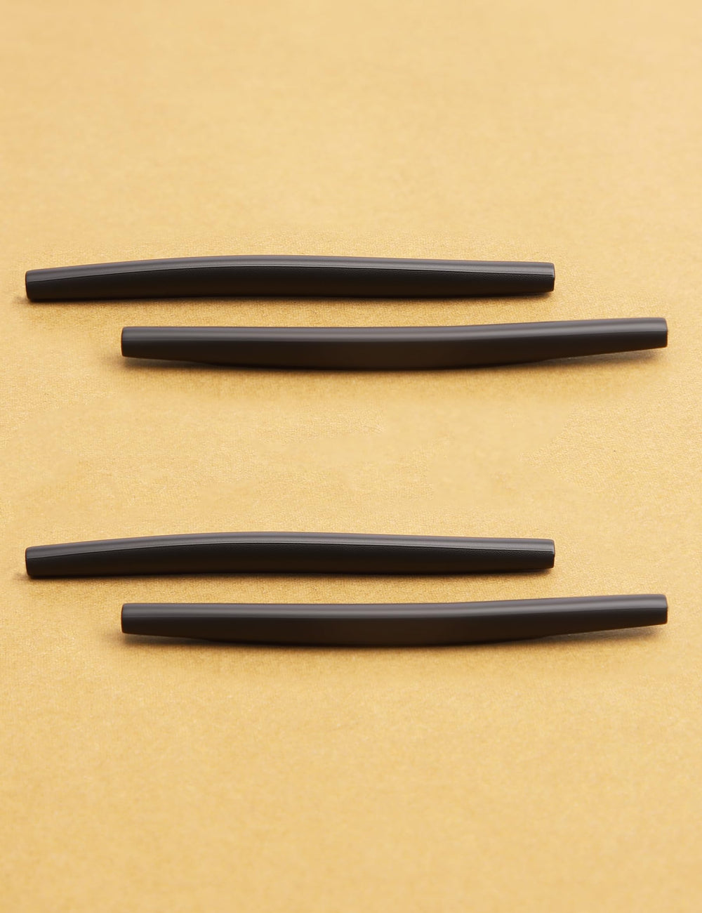 Two-pair set of black silicone temple sleeves for sunglasses and eyeglasses