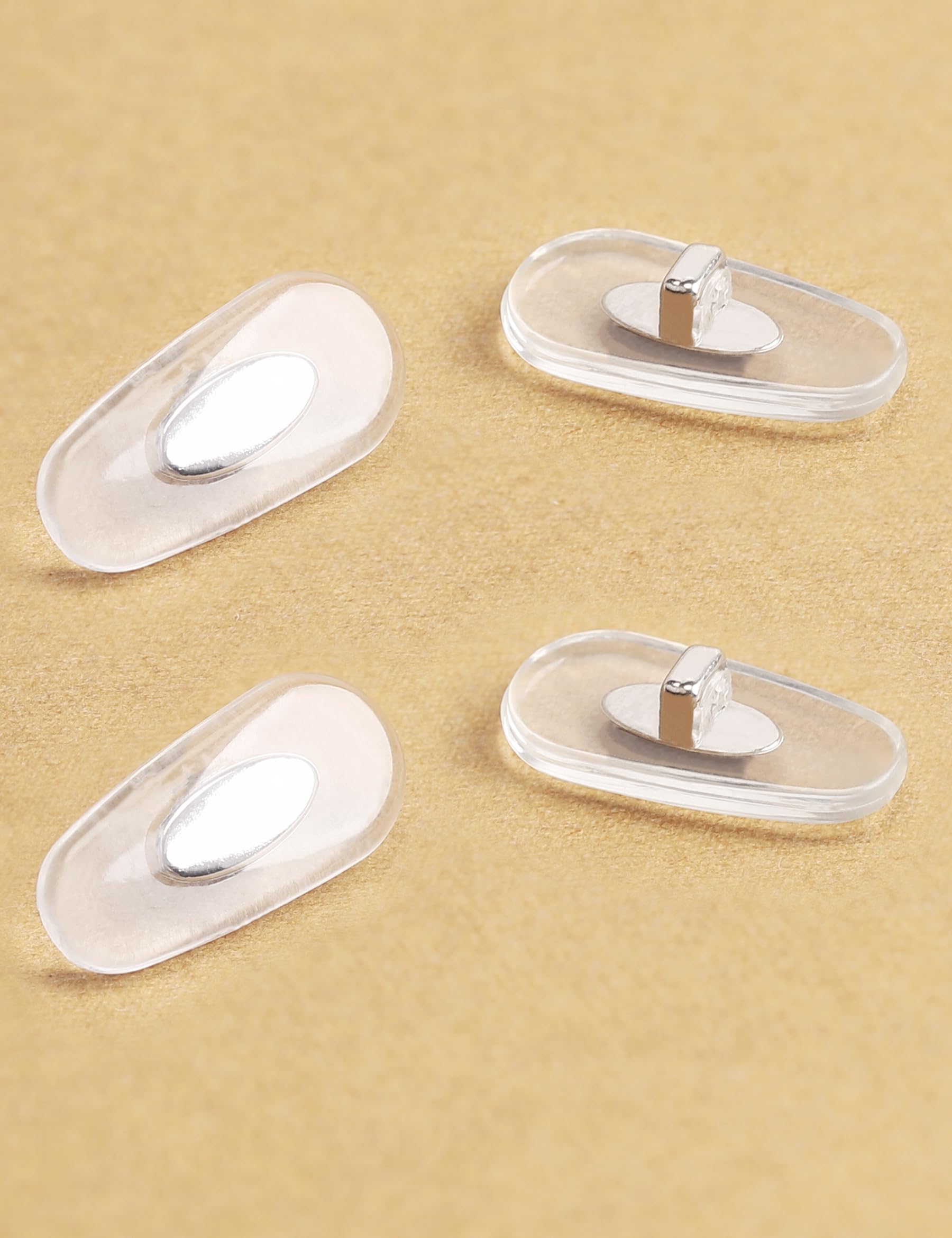 Close-up of transparent silicone replacement nose pad for eyewear