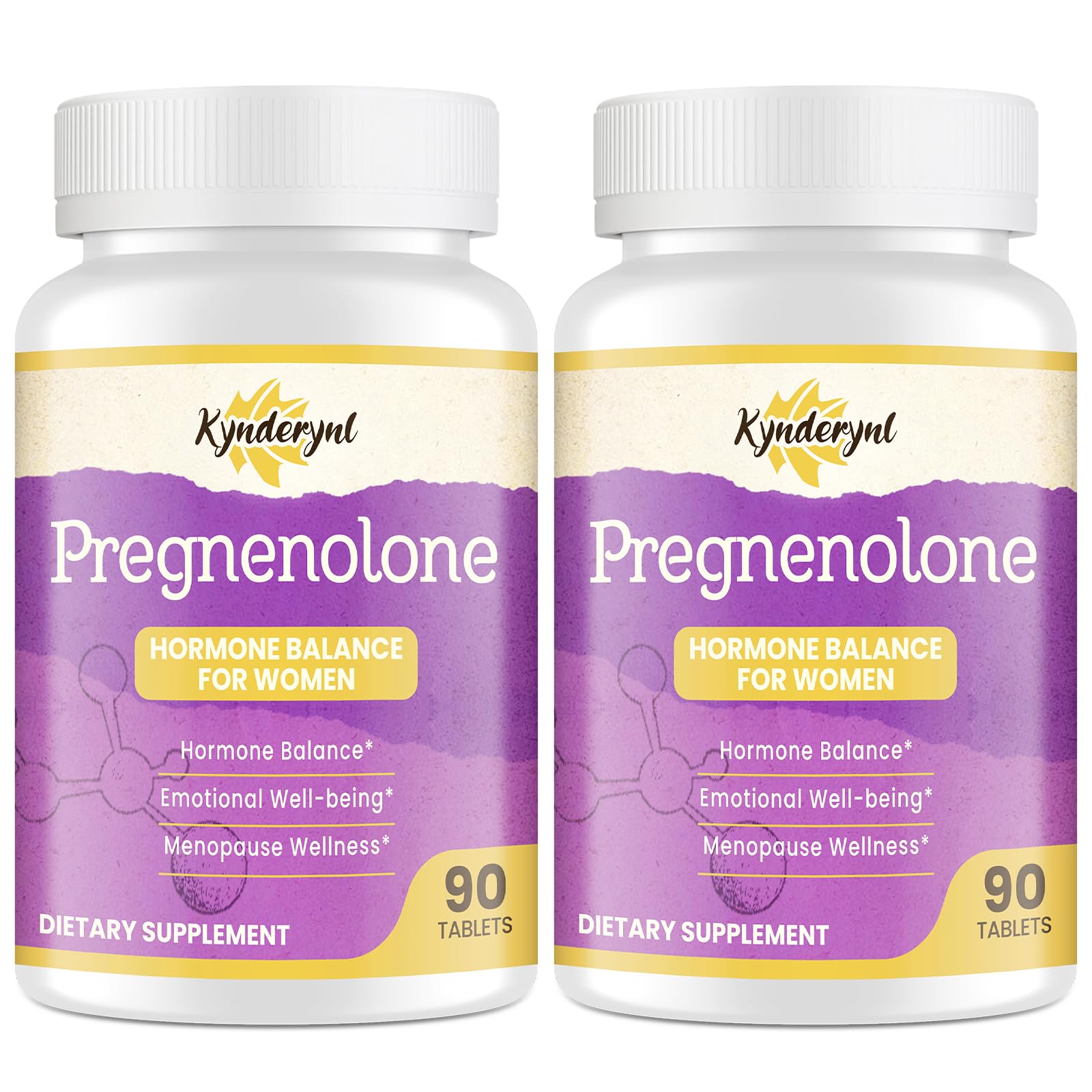 Kynderynl Pregnenolone bottle with dual-dosing tablets (50 mg/100 mg)