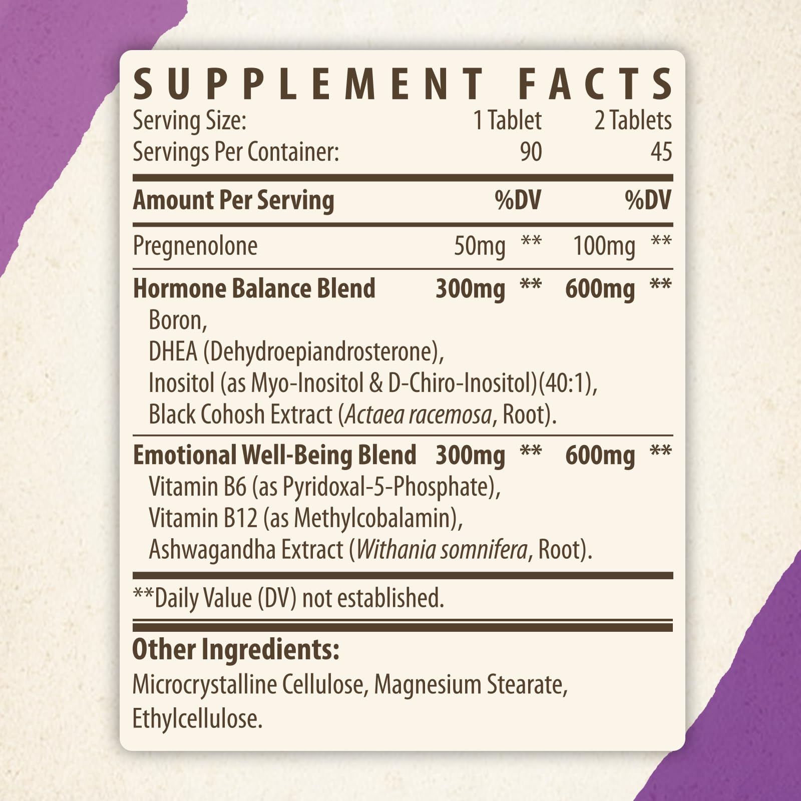 Close-up of pregnenolone 50 mg and 100 mg chewable tablets