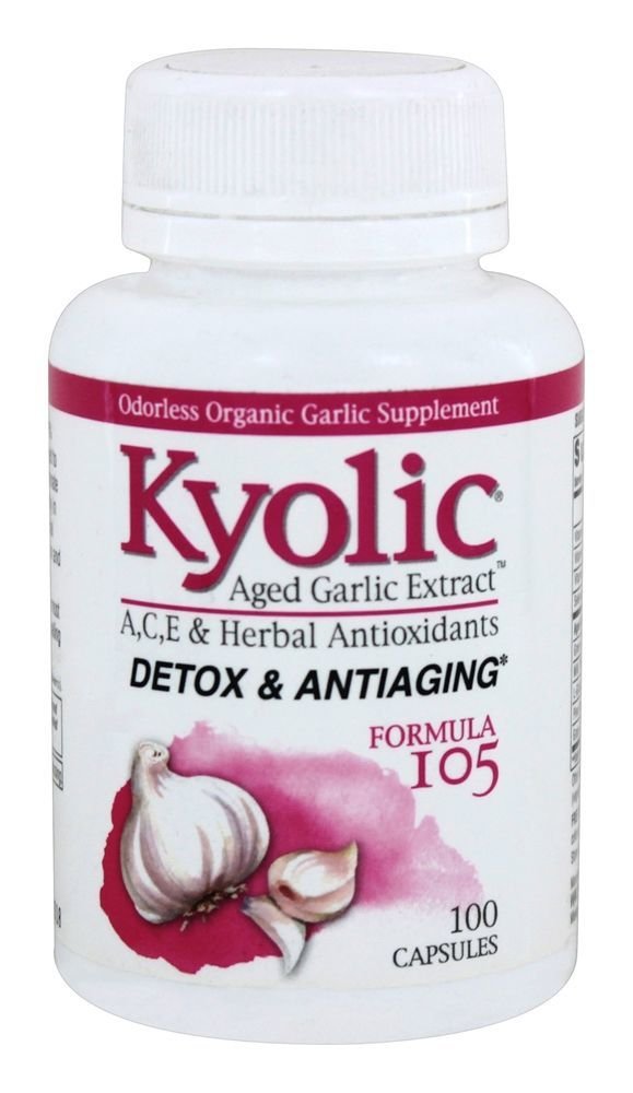 Bottle of Kyolic Aged Garlic Extract Formula 105, 100 capsules